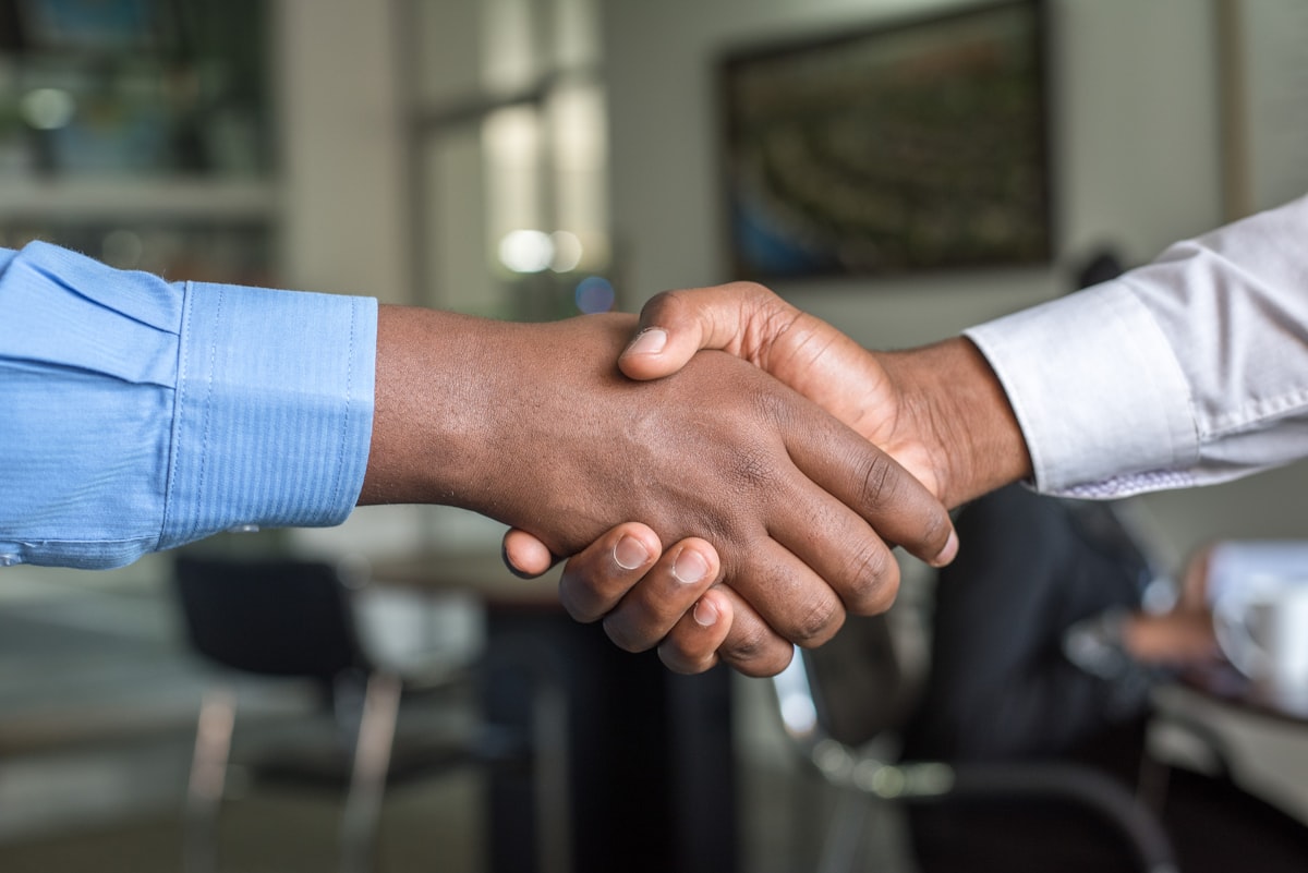 A trusted business handshake